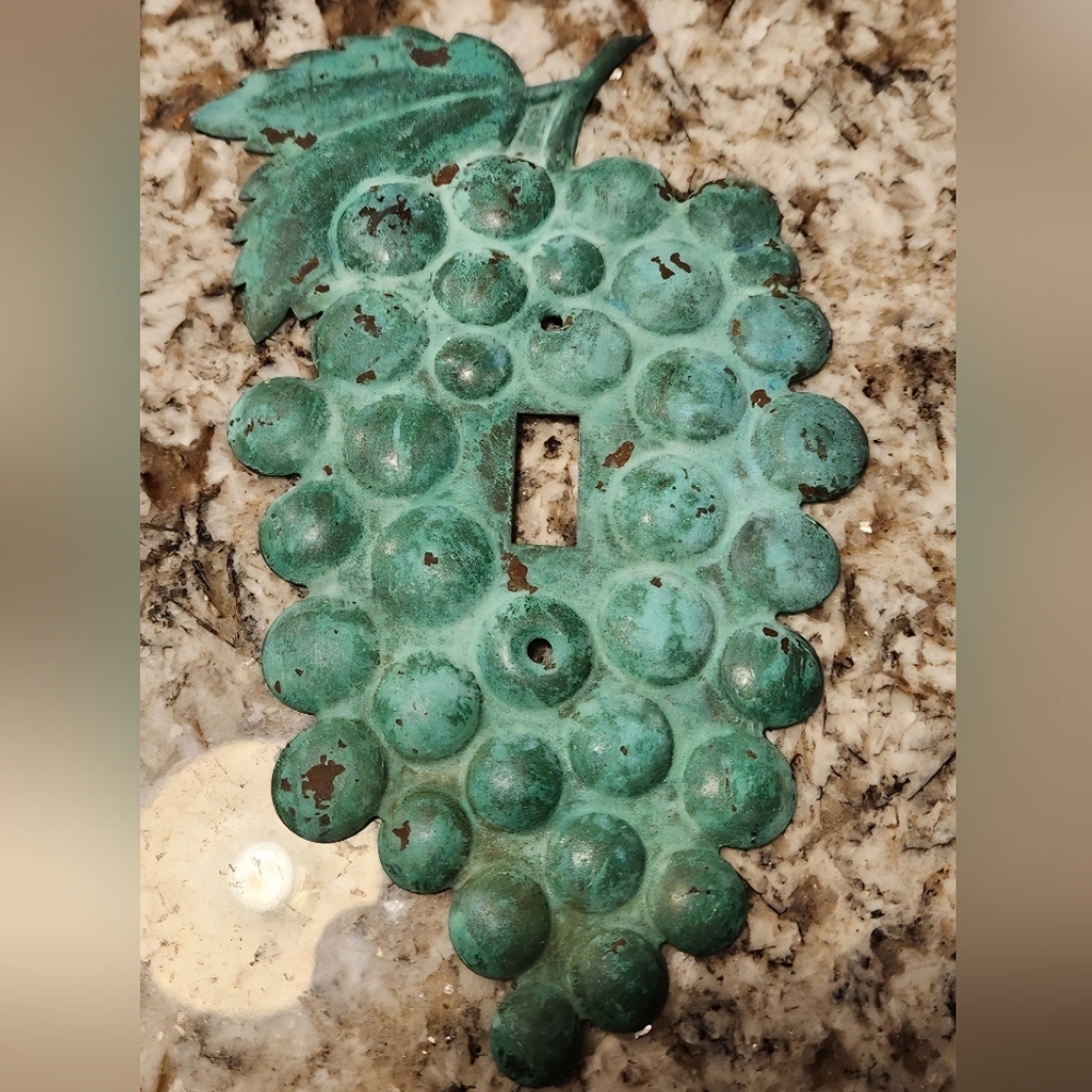 Grape Design Single Switch Plate Solid Copper Patina Blue Arts Metal USA See Mor